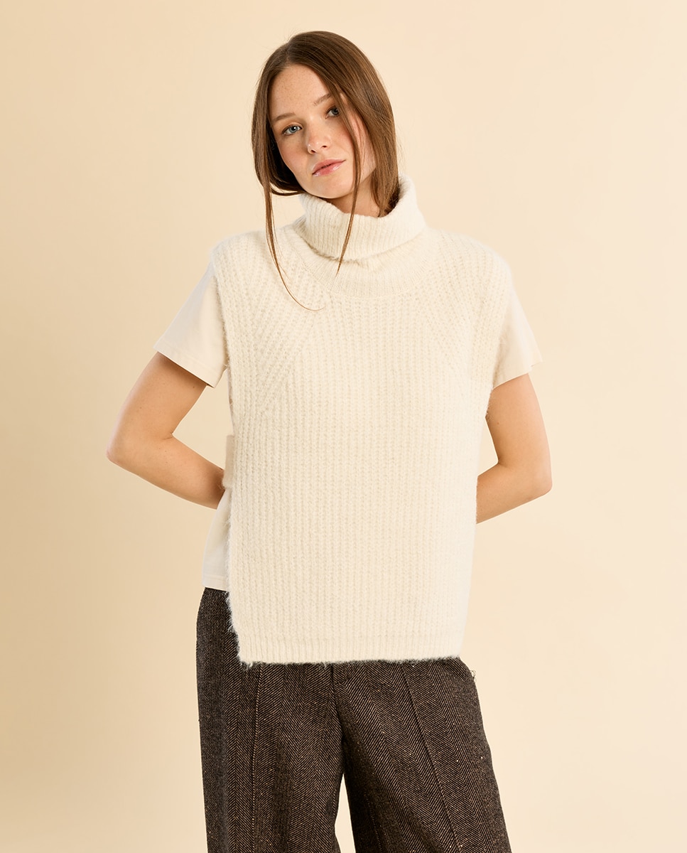 Jersey de mujer sin manga con aberturas - Molly Bracken - Crudo Crudo-3
