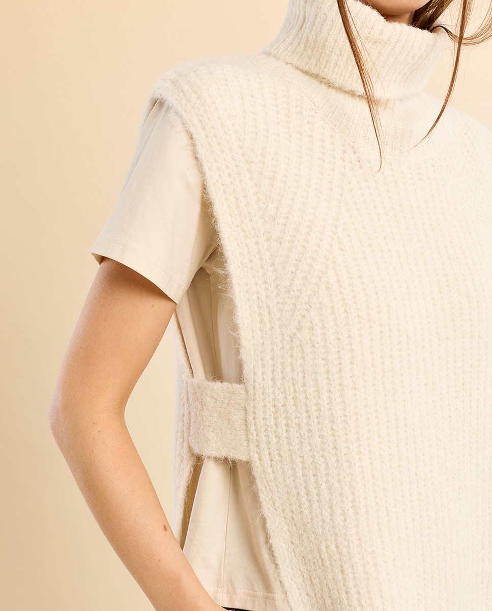 Jersey de mujer sin manga con aberturas - Molly Bracken - Crudo Crudo-5