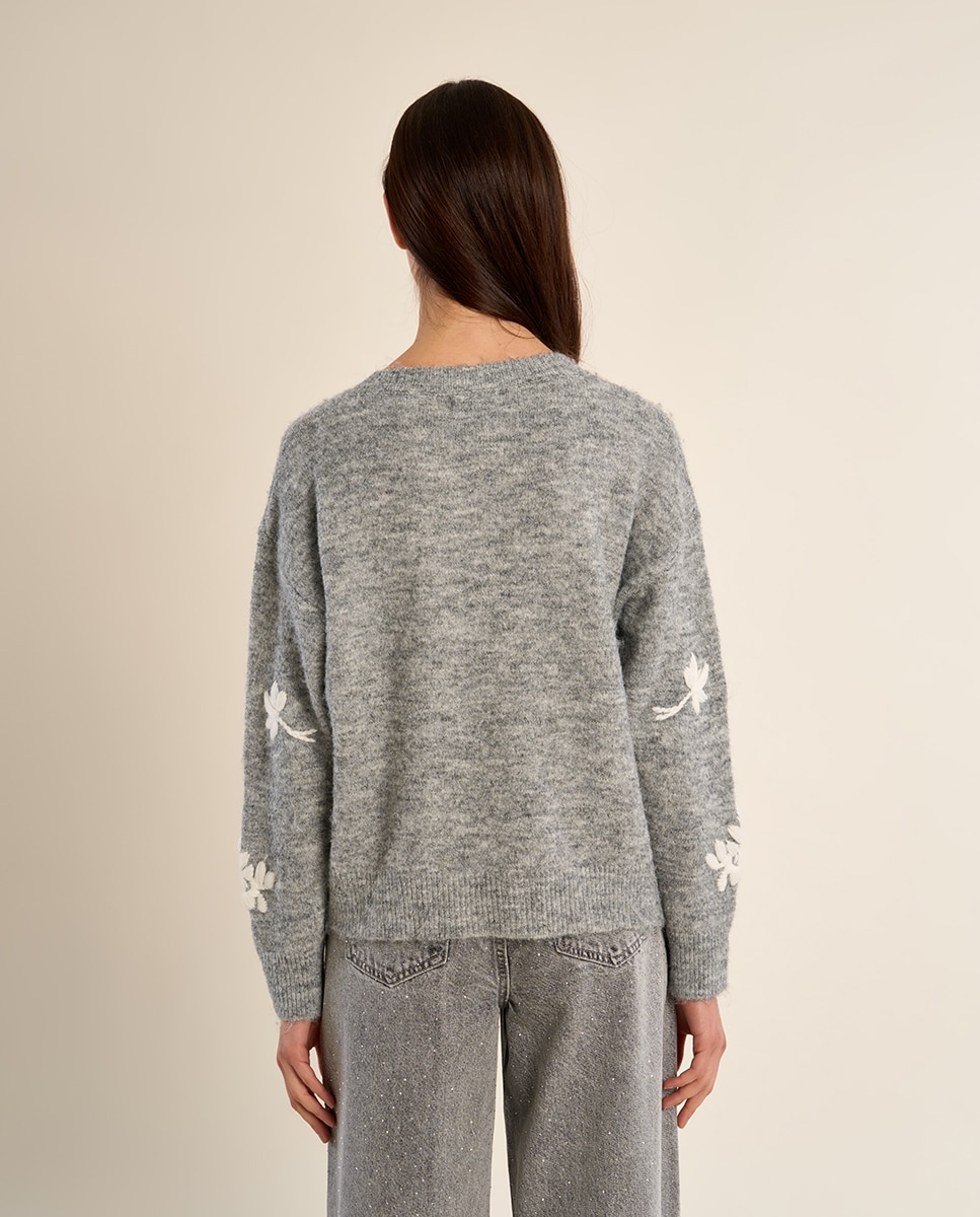 Cárdigan de mujer de manga larga con estampado - Molly Bracken - Gris Gris-4