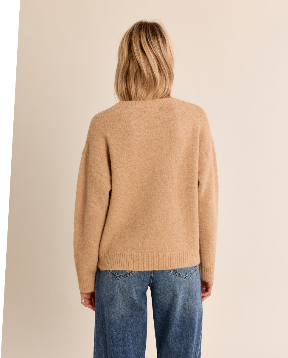 Jersey de mujer de manga larga detalle flores - Molly Bracken - Beige Beige-4