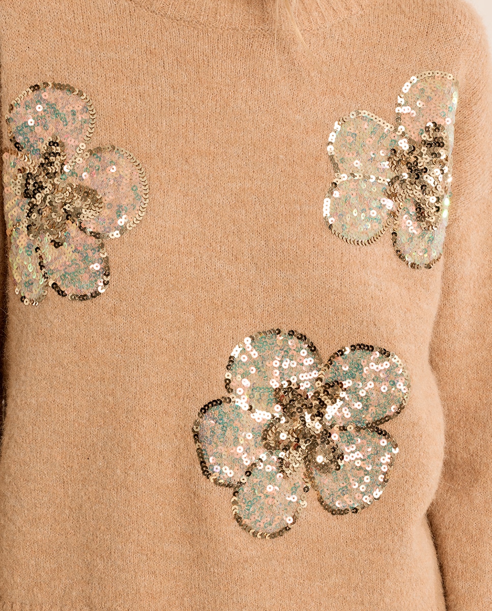 Jersey de mujer de manga larga detalle flores - Molly Bracken - Beige Beige-5