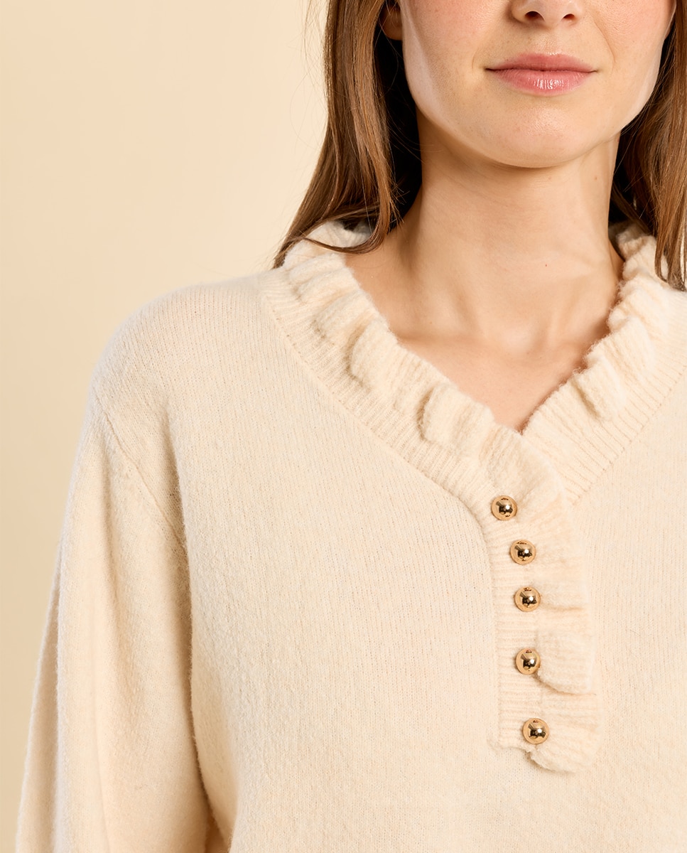 Jersey de mujer de manga larga detalle volantes - Molly Bracken - Crudo Crudo-5