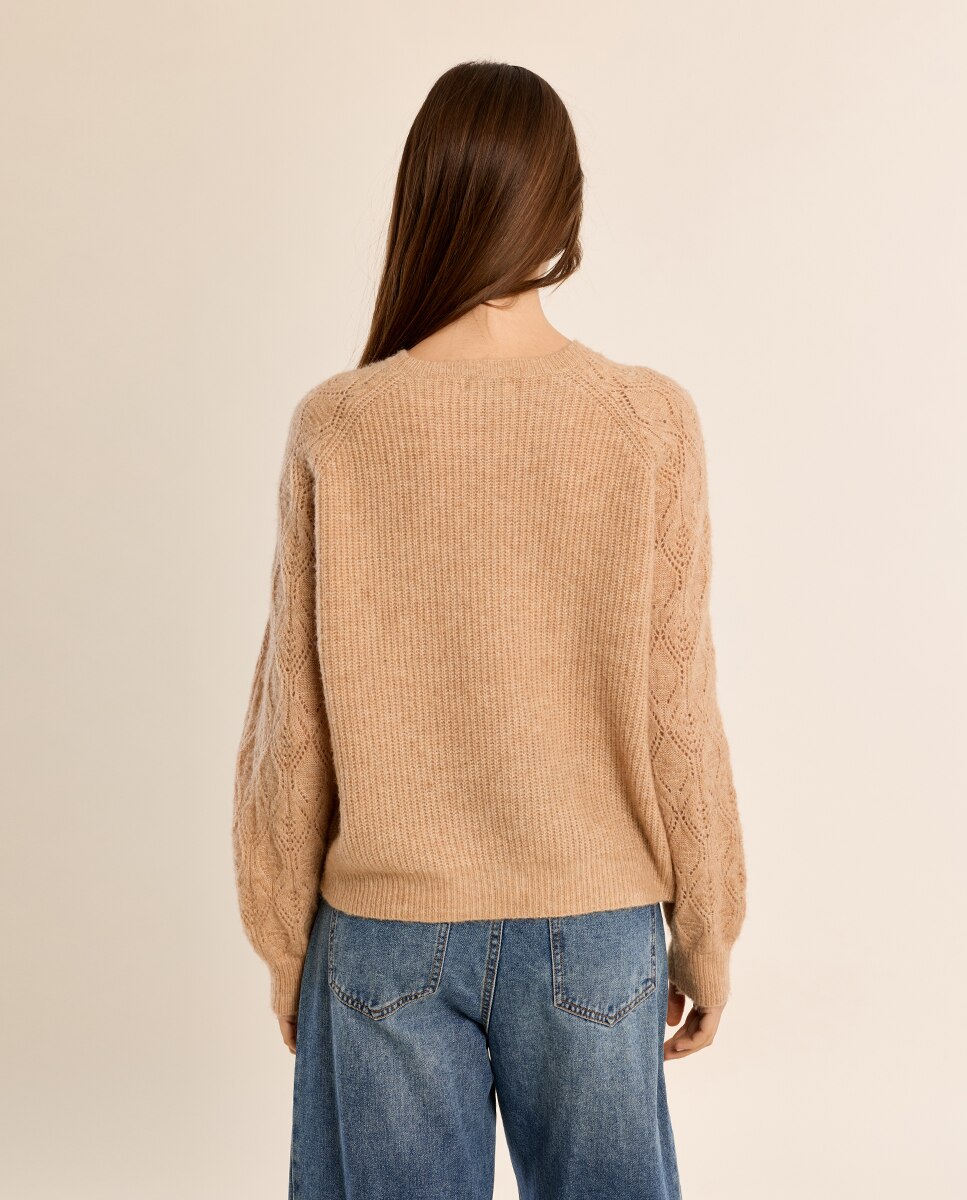 Jersey de mujer de manga larga detalle rombos - Molly Bracken - Camel Camel-4