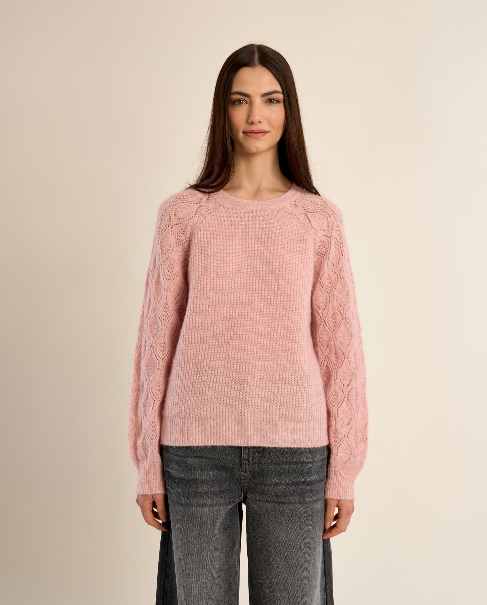 Jersey de mujer de manga larga detalle rombos - Molly Bracken - Rosa Rosa-2