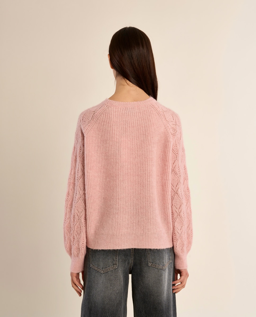 Jersey de mujer de manga larga detalle rombos - Molly Bracken - Rosa Rosa-4