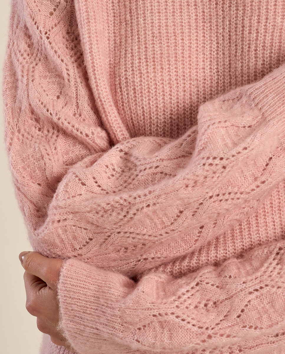 Jersey de mujer de manga larga detalle rombos - Molly Bracken - Rosa Rosa-5