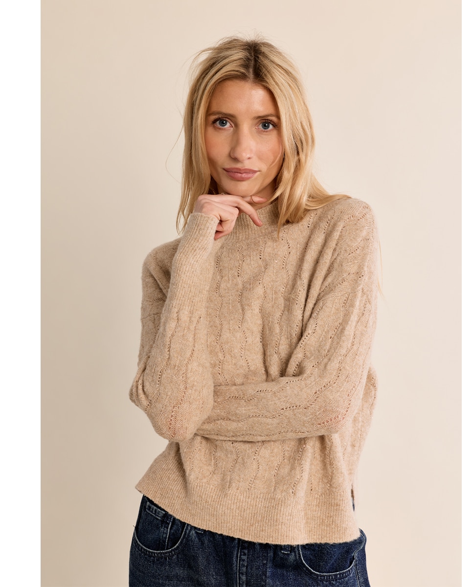 Imagen 3 de Jersey de mujer de manga larga cuello alto - Molly Bracken - Beige Beige