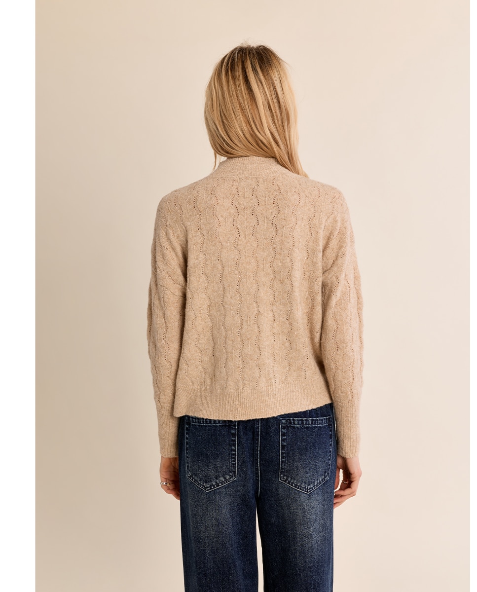 Imagen 4 de Jersey de mujer de manga larga cuello alto - Molly Bracken - Beige Beige
