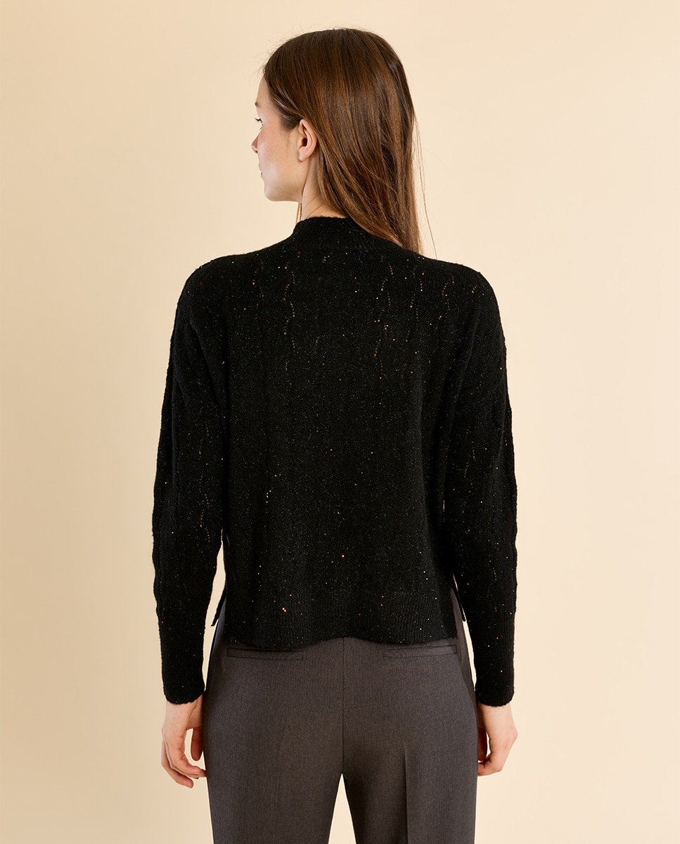 Jersey de mujer de manga larga cuello alto - Molly Bracken - Negro Negro-4