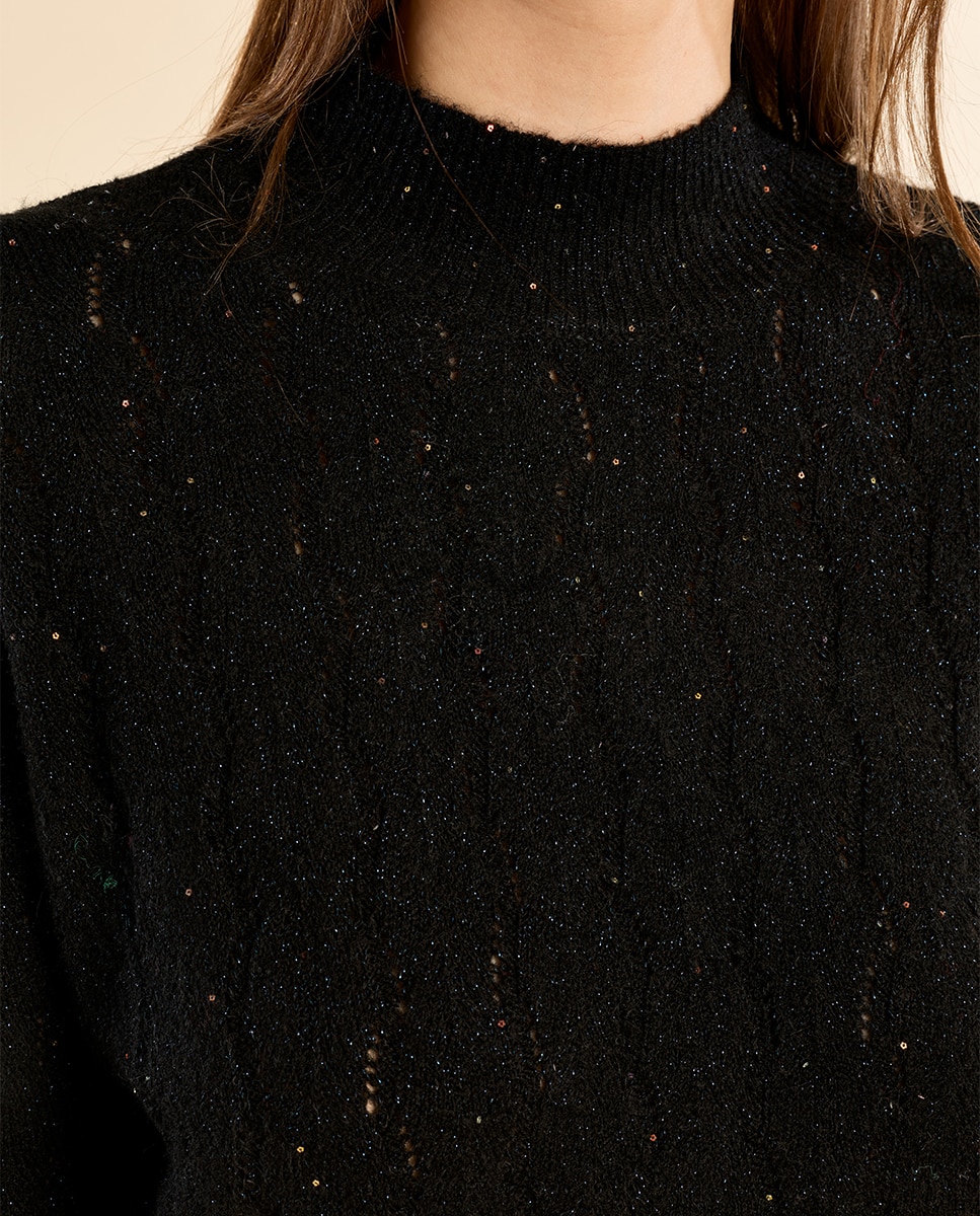 Jersey de mujer de manga larga cuello alto - Molly Bracken - Negro Negro-5