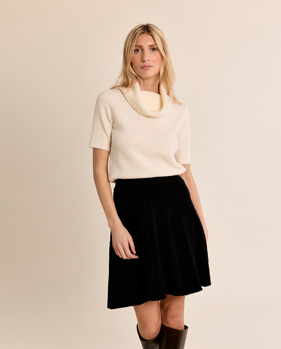 Jersey de mujer de manga corta cuello amplio - Molly Bracken - Crema Crema-3