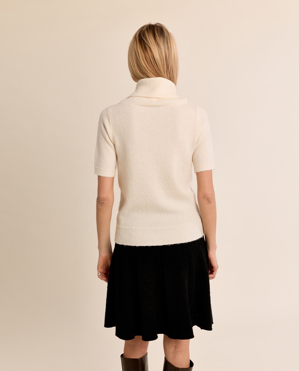 Jersey de mujer de manga corta cuello amplio - Molly Bracken - Crema Crema-4