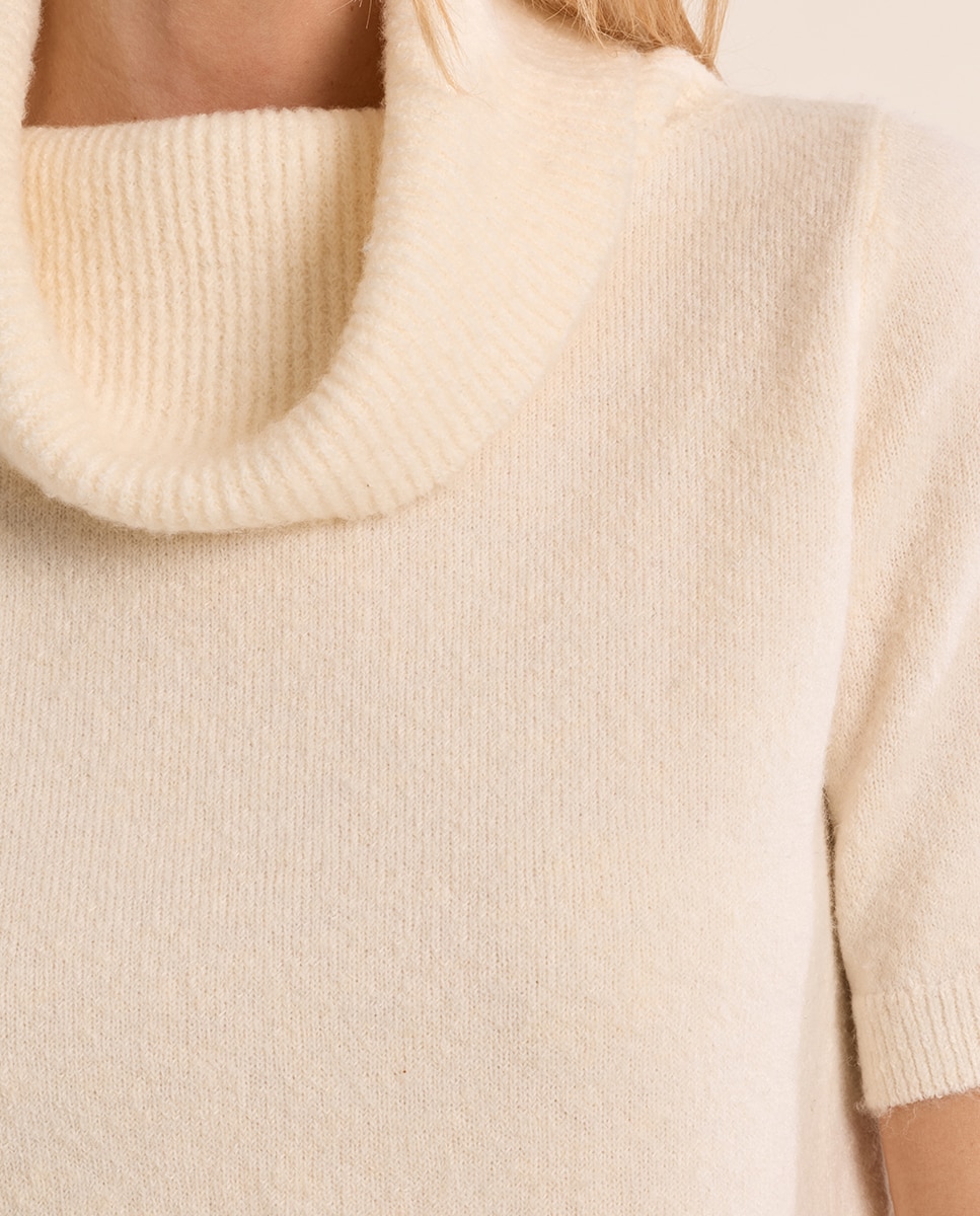 Jersey de mujer de manga corta cuello amplio - Molly Bracken - Crema Crema-5