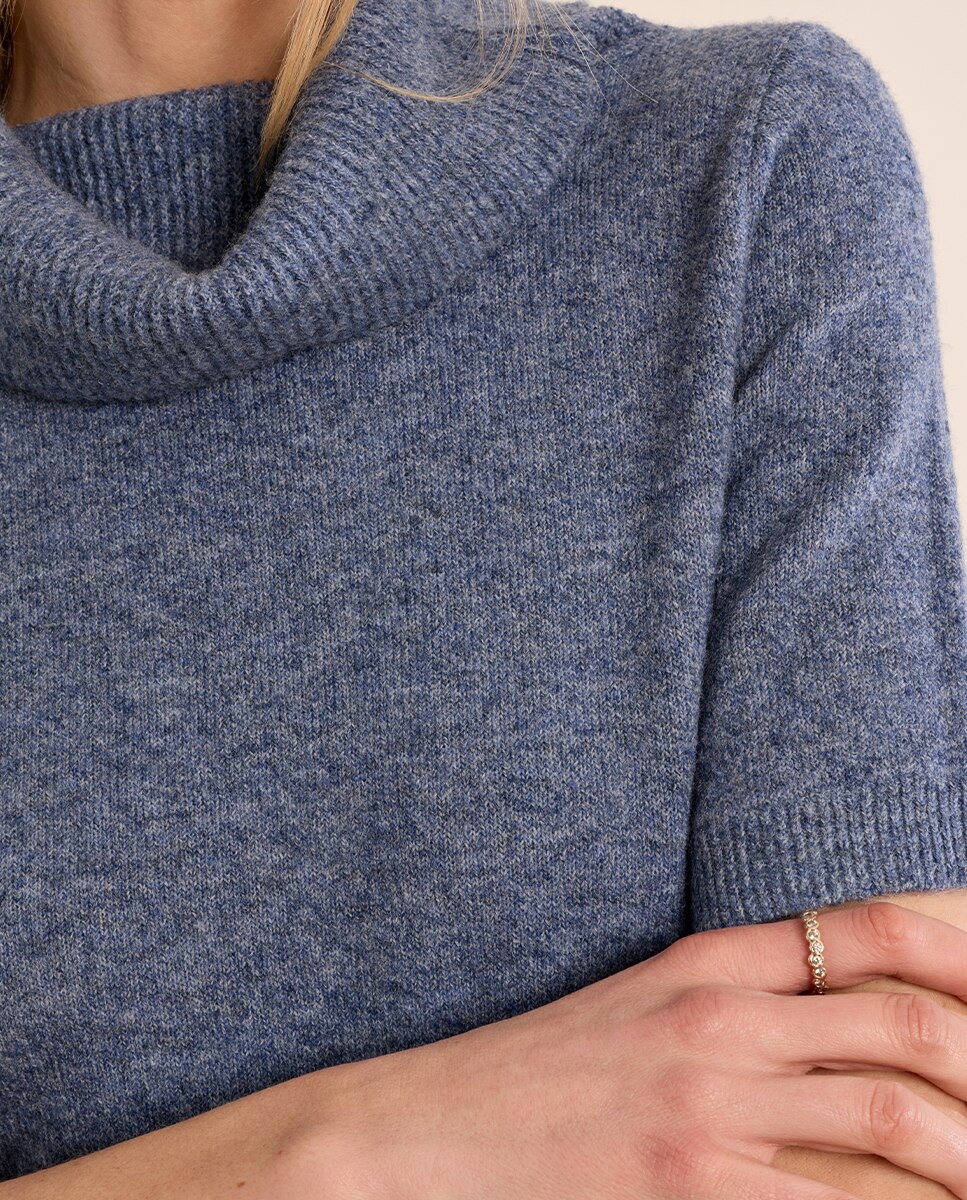 Jersey de mujer de manga corta cuello amplio - Molly Bracken - Azul Azul-5