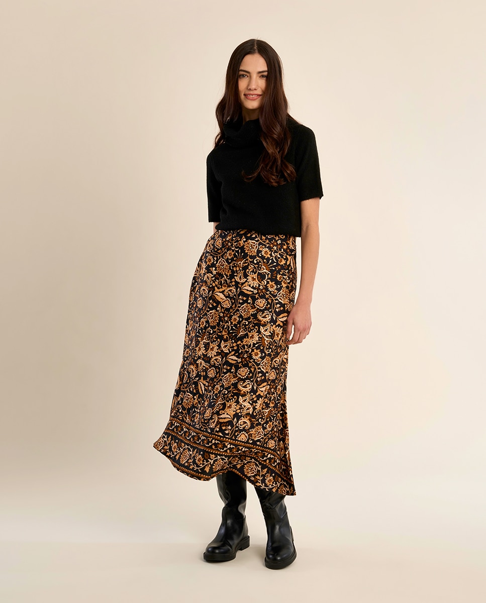 Jersey de mujer de manga corta cuello amplio - Molly Bracken - Negro Negro-1