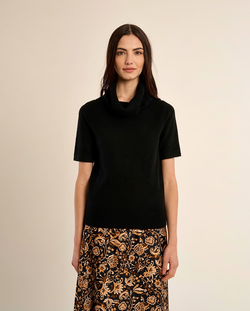 Jersey de mujer de manga corta cuello amplio - Molly Bracken - Negro Negro-2