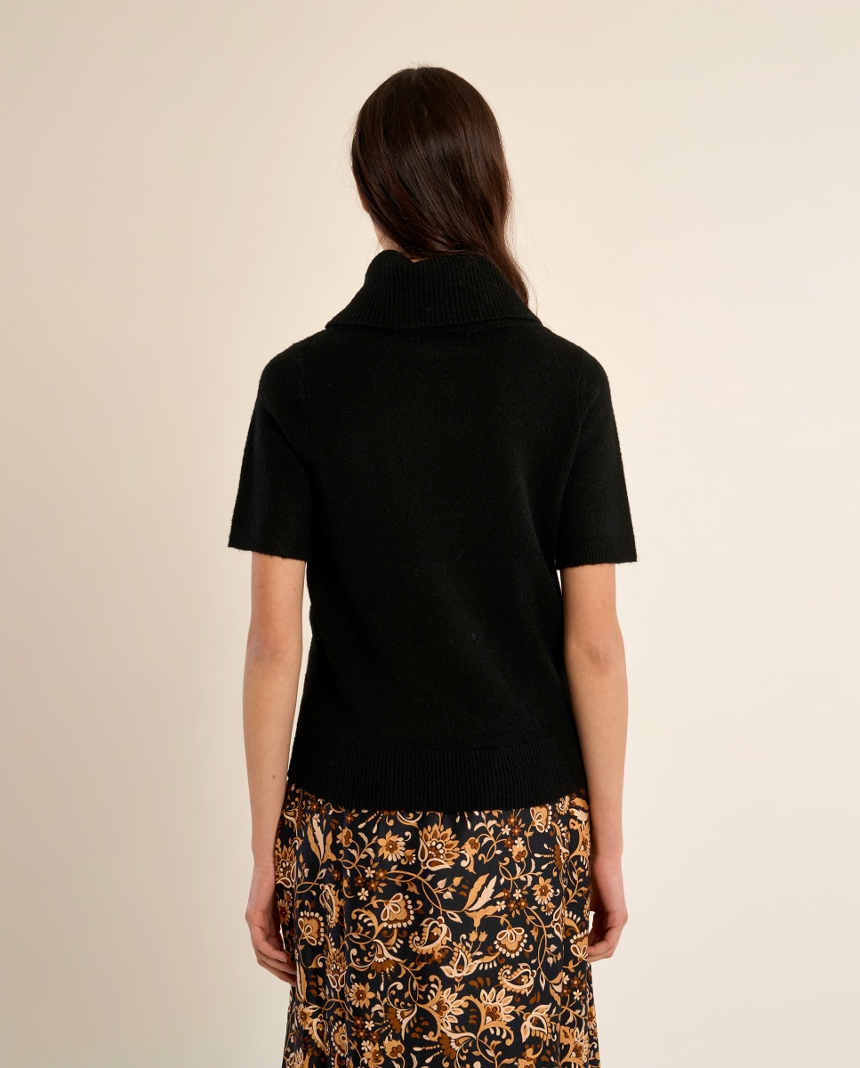 Jersey de mujer de manga corta cuello amplio - Molly Bracken - Negro Negro-4
