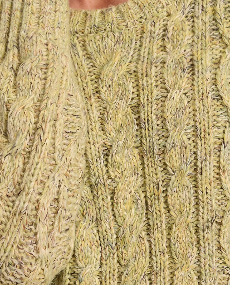 Jersey de mujer de manga larga en punto trenzado - Molly Bracken - Verde Verde-5