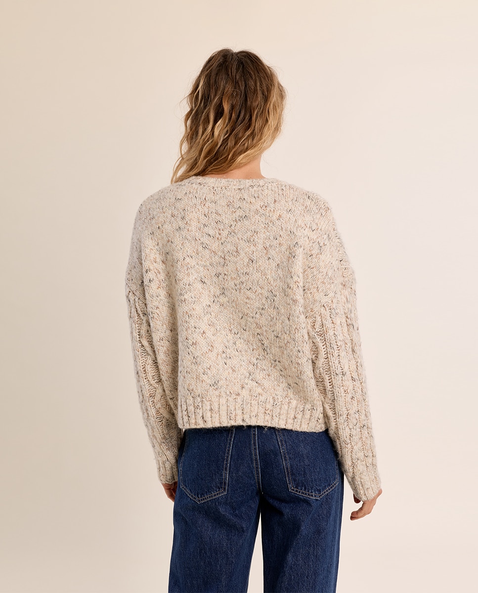 Jersey de mujer de manga larga en punto trenzado - Molly Bracken - Crudo Crudo-4