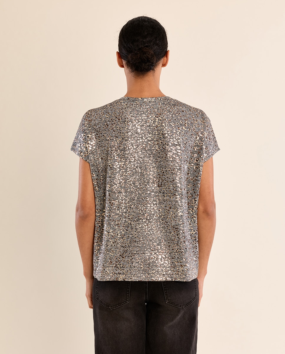 Camiseta de mujer de manga corta con estampado - Molly Bracken - Gris Gris-4