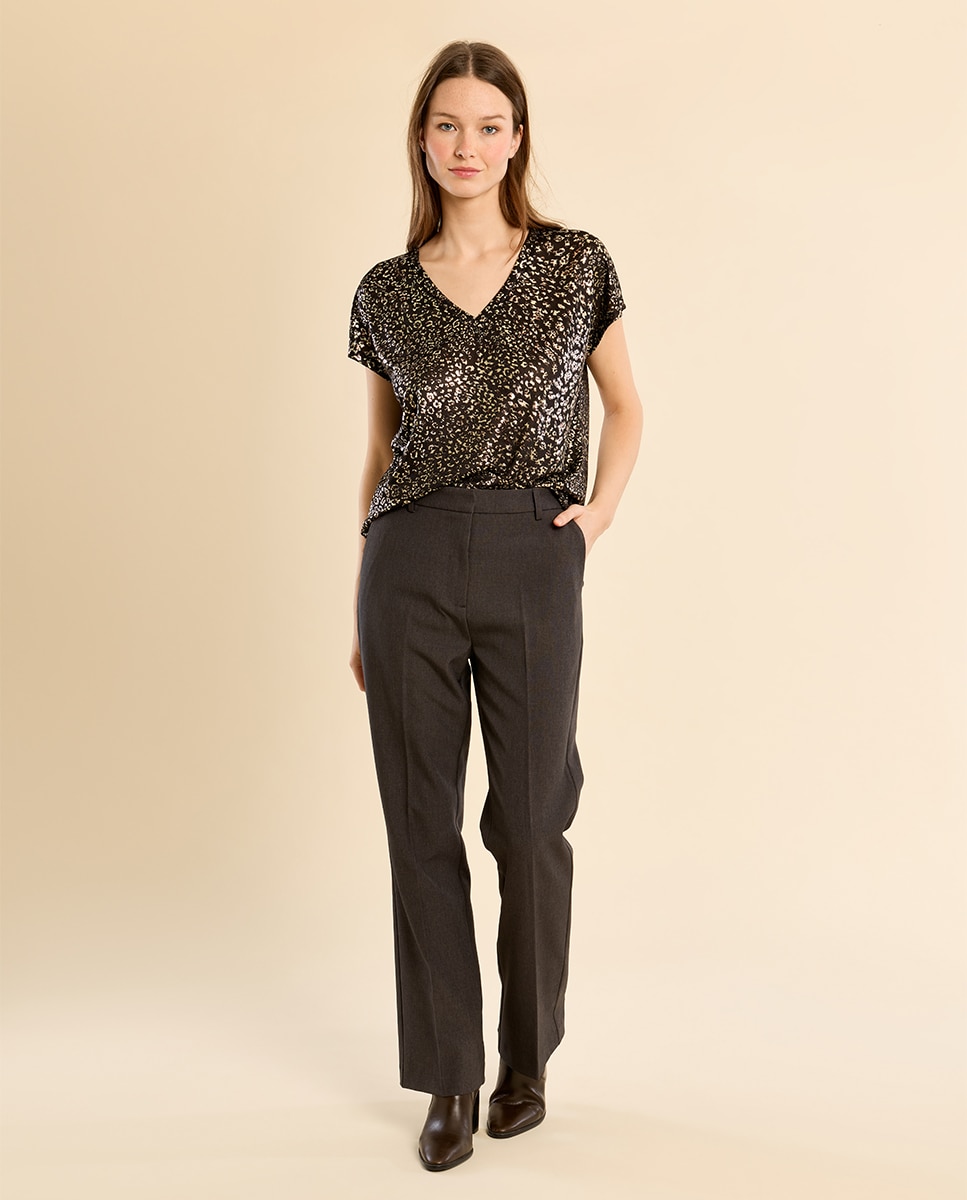Camiseta de mujer de manga corta con estampado - Molly Bracken - Negro Negro-1