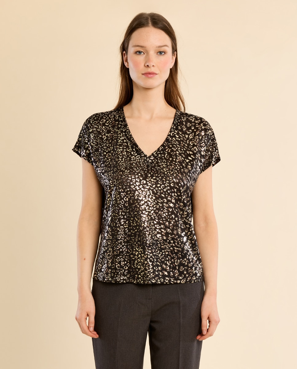 Camiseta de mujer de manga corta con estampado - Molly Bracken - Negro Negro-2