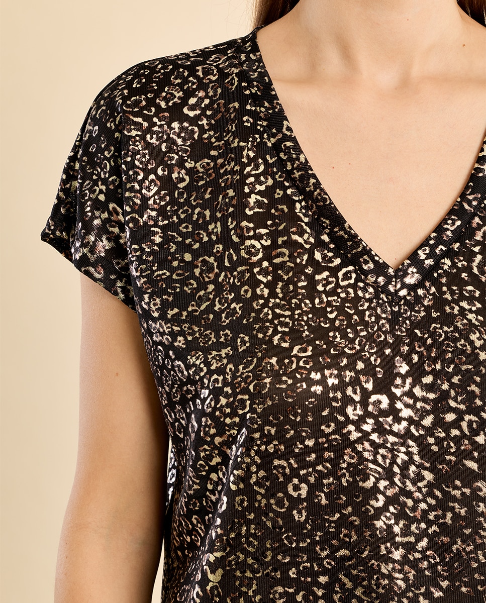 Camiseta de mujer de manga corta con estampado - Molly Bracken - Negro Negro-5