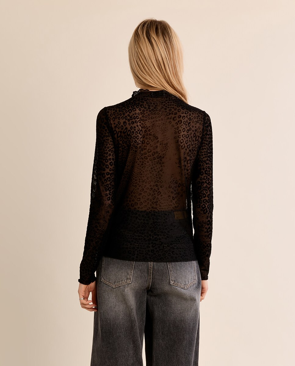 Jersey de mujer de manga larga con estampado - Molly Bracken - Negro Negro-4