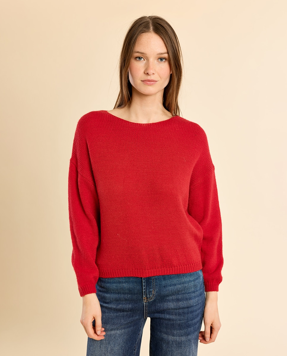 Jersey de mujer de manga larga corte recto - Molly Bracken - Rojo Rojo-2