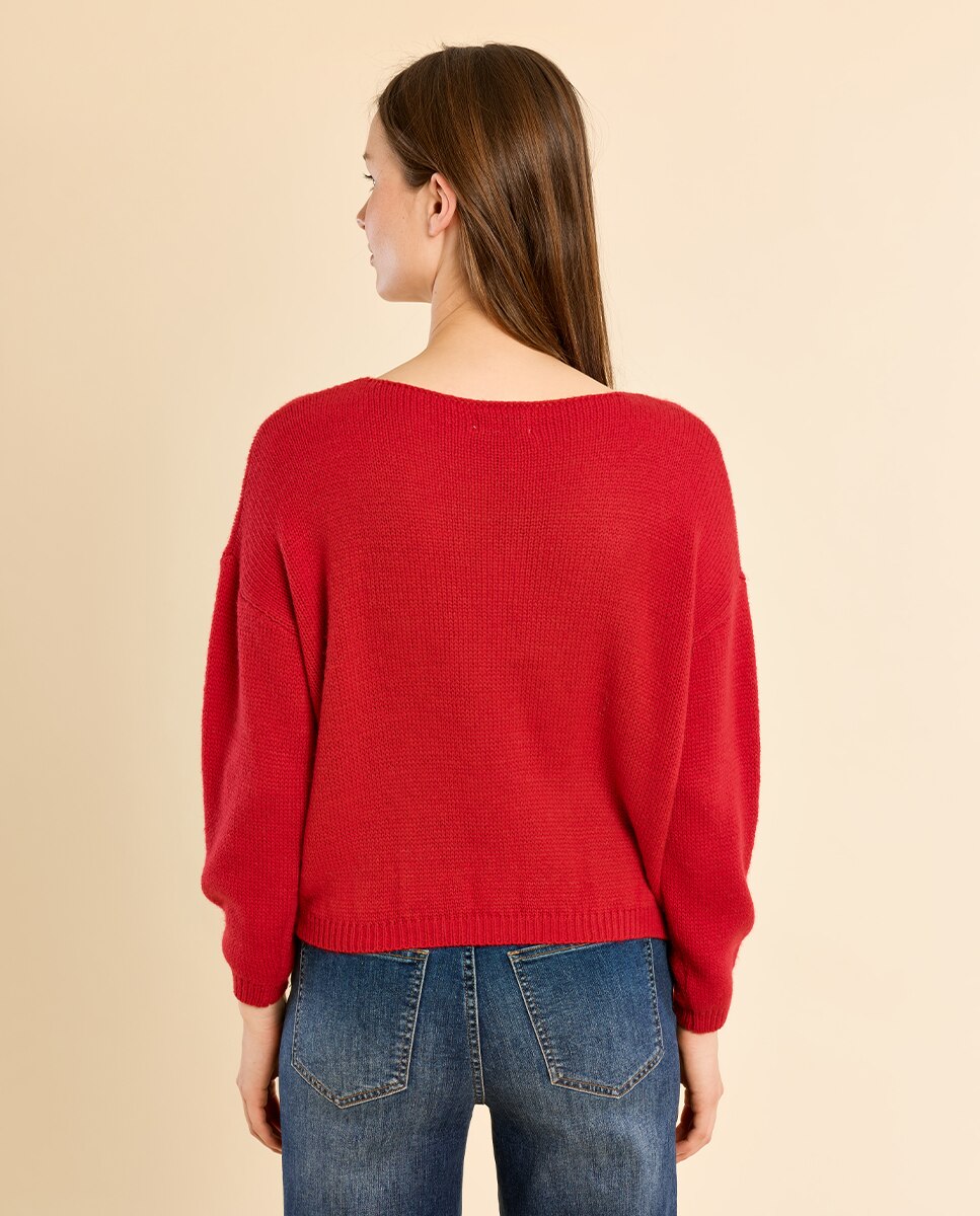 Jersey de mujer de manga larga corte recto - Molly Bracken - Rojo Rojo-4