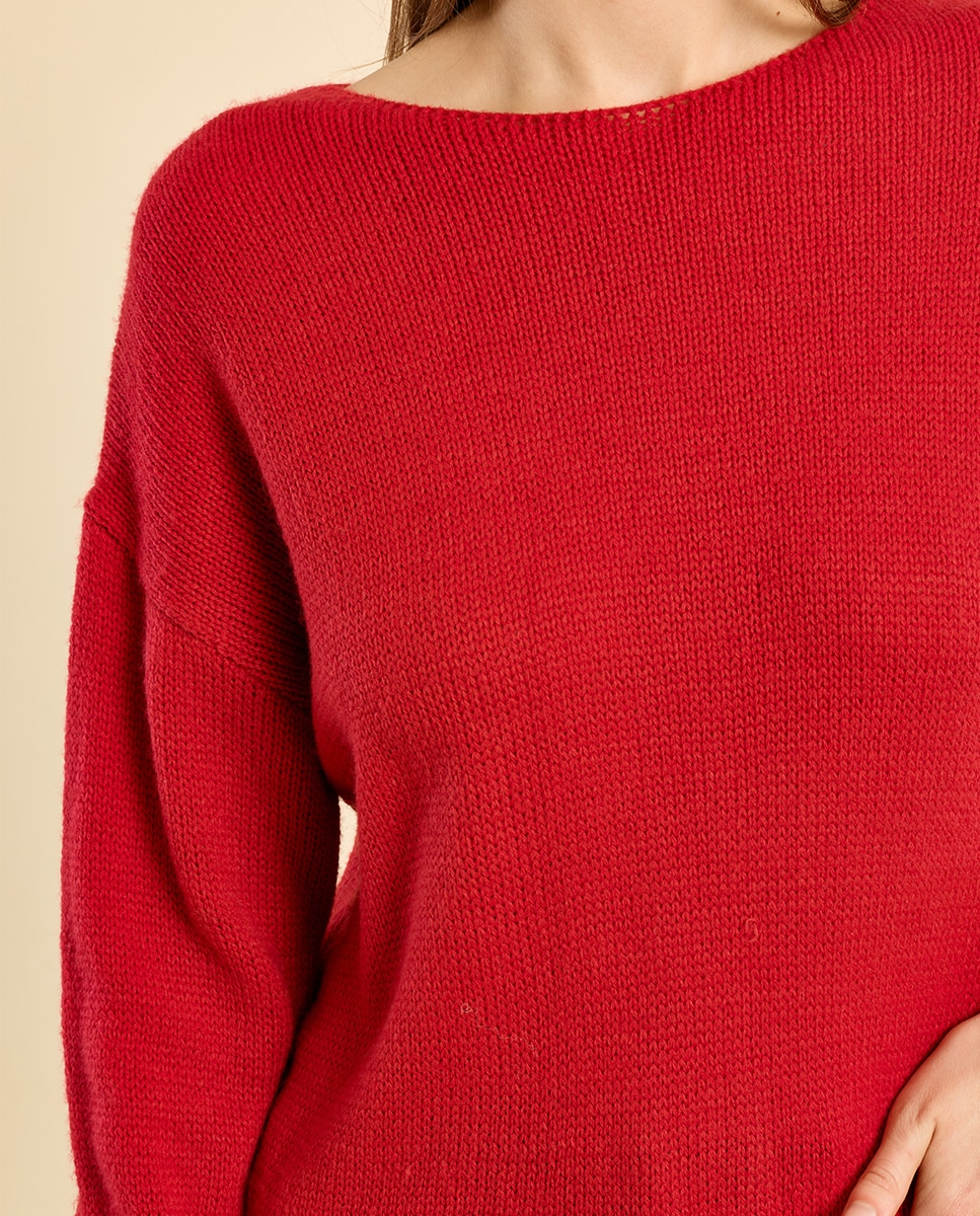 Jersey de mujer de manga larga corte recto - Molly Bracken - Rojo Rojo-5