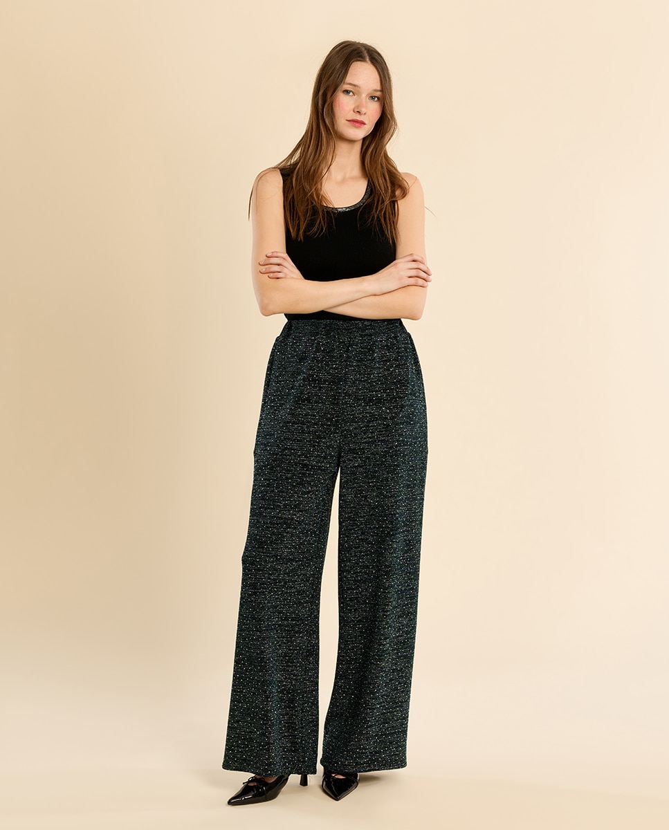 Pantalón de mujer largo detalle lunares - Molly Bracken - Antracita Antracita-1