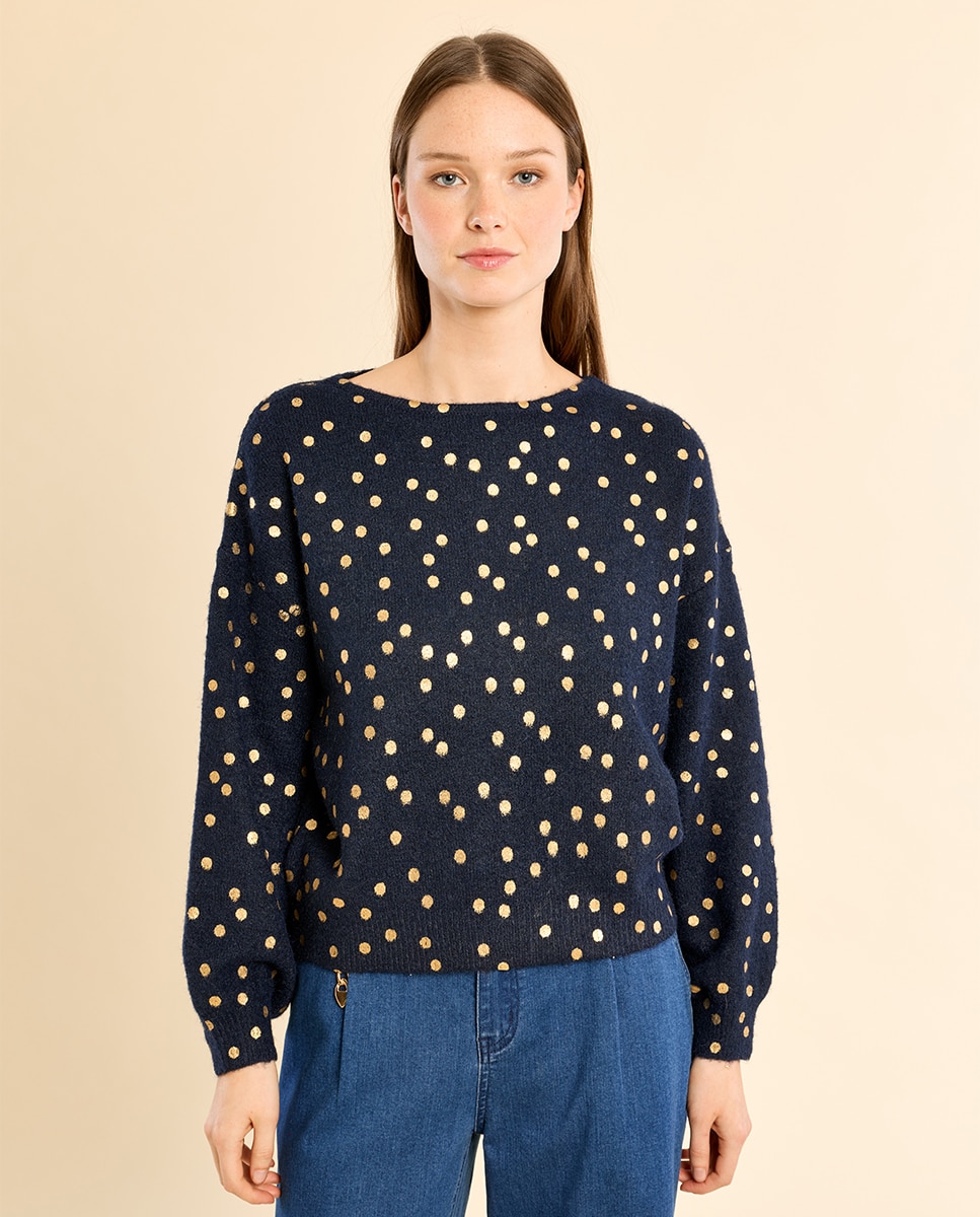 Jersey de mujer de manga larga con estampado - Molly Bracken - Azul marino Azul marino-2