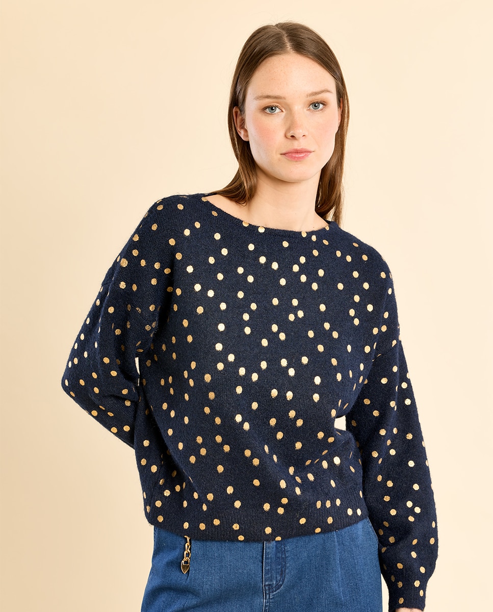 Jersey de mujer de manga larga con estampado - Molly Bracken - Azul marino Azul marino-3