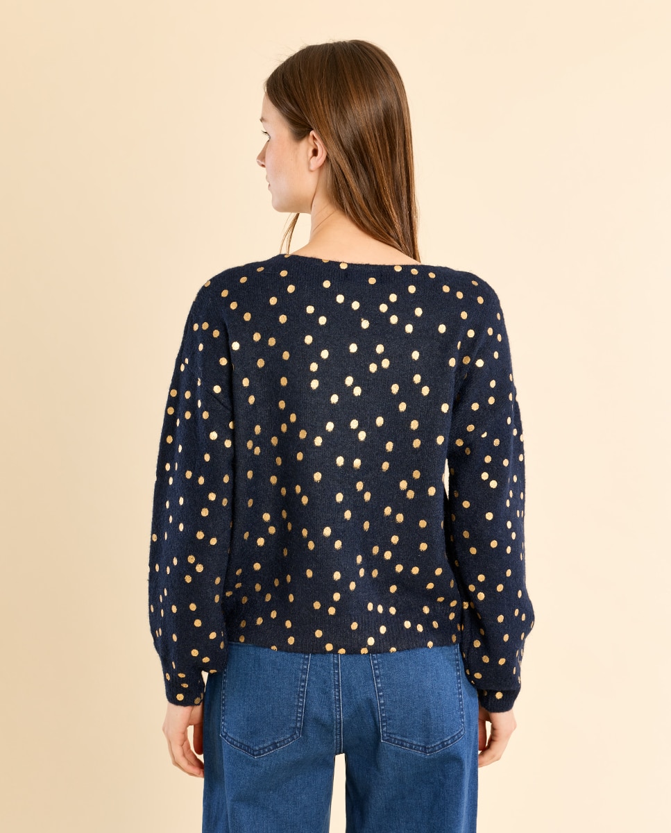 Jersey de mujer de manga larga con estampado - Molly Bracken - Azul marino Azul marino-4