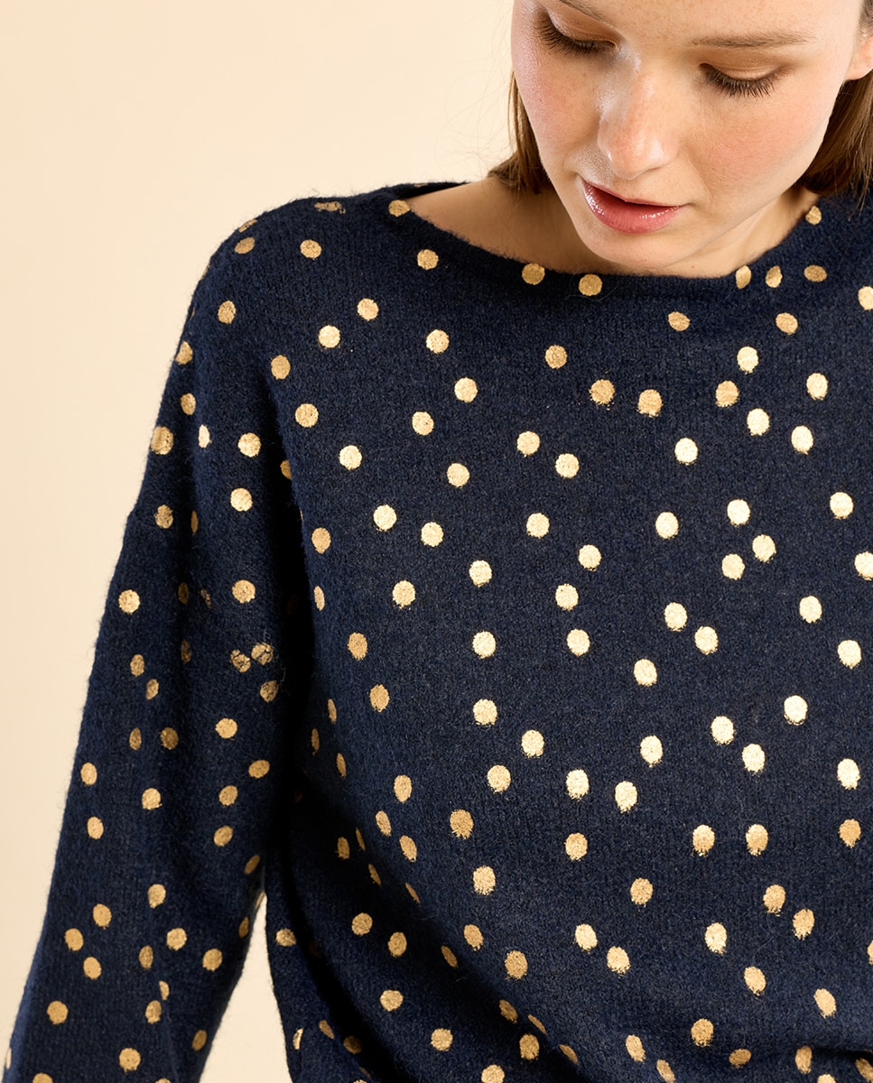 Jersey de mujer de manga larga con estampado - Molly Bracken - Azul marino Azul marino-5