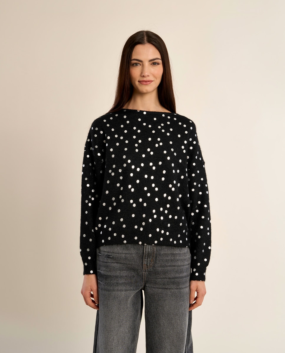 Jersey de mujer de manga larga con estampado - Molly Bracken - Negro Negro-2
