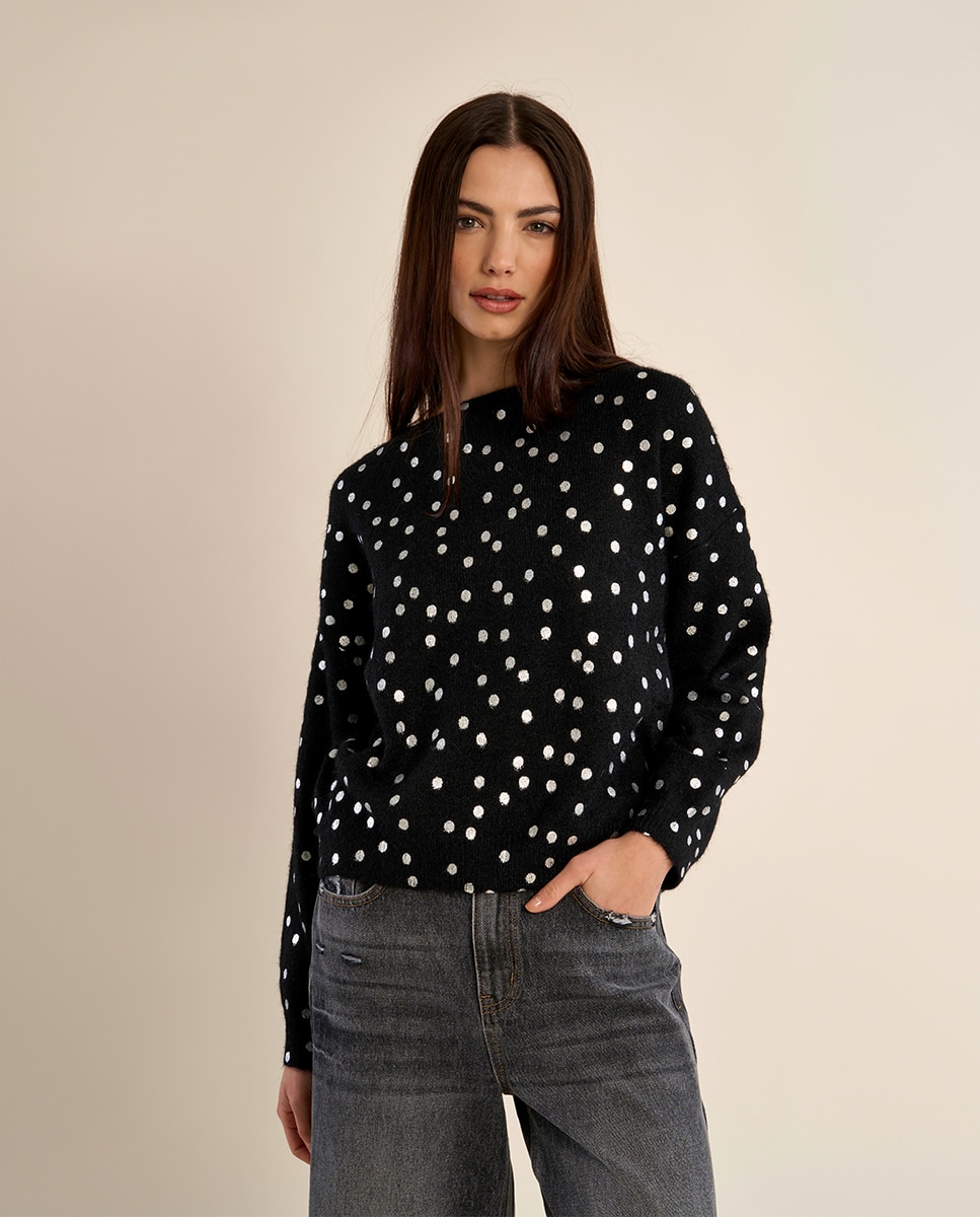 Jersey de mujer de manga larga con estampado - Molly Bracken - Negro Negro-3