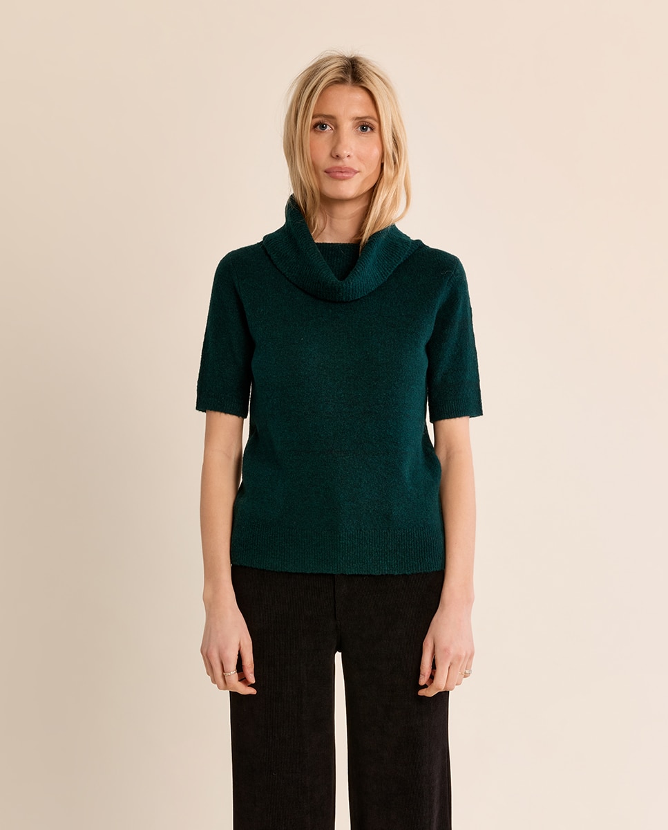 Jersey de mujer de manga corta cuello amplio - Molly Bracken - Verde oscuro Verde oscuro-2