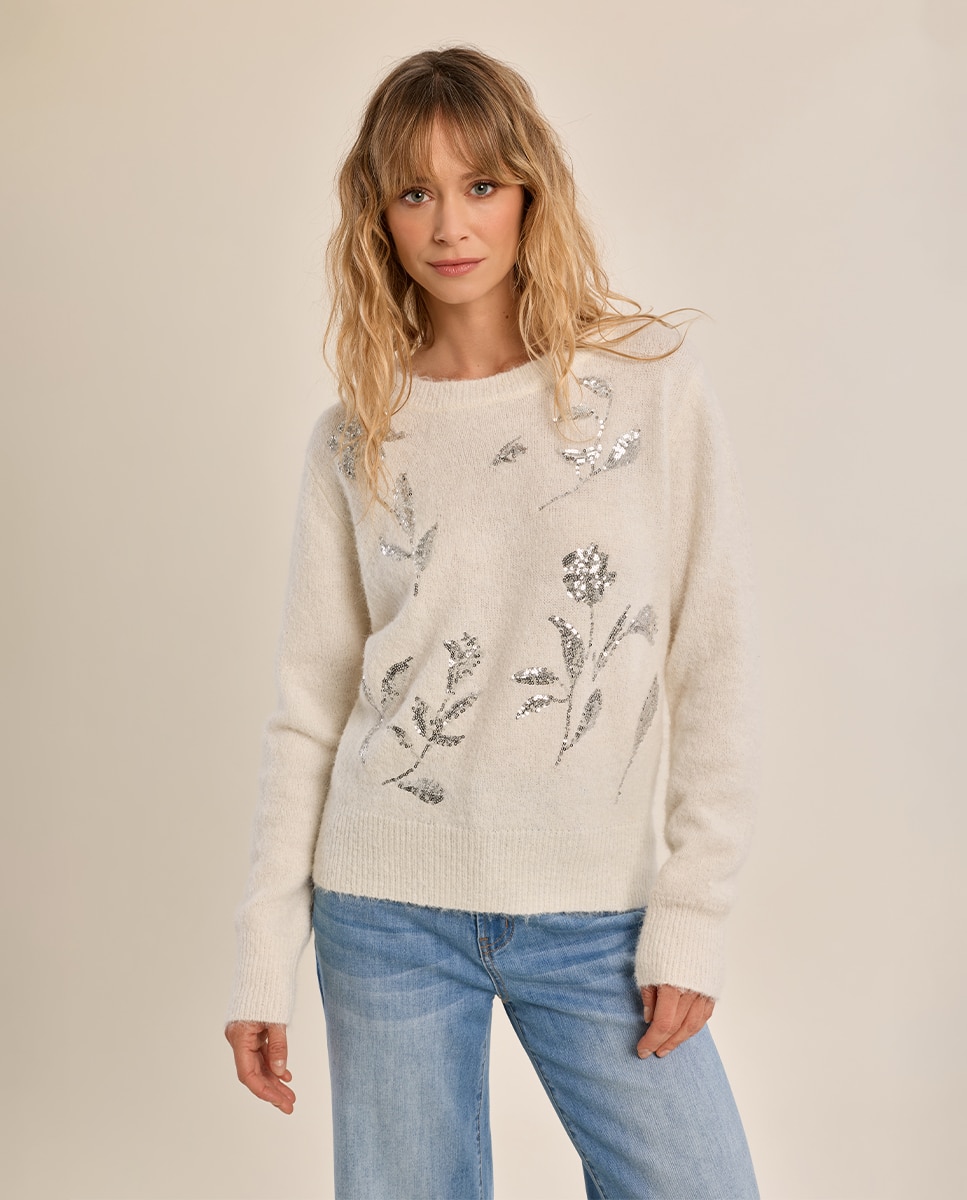 Jersey de mujer de manga larga detalle flores - Molly Bracken - Crudo Crudo-2