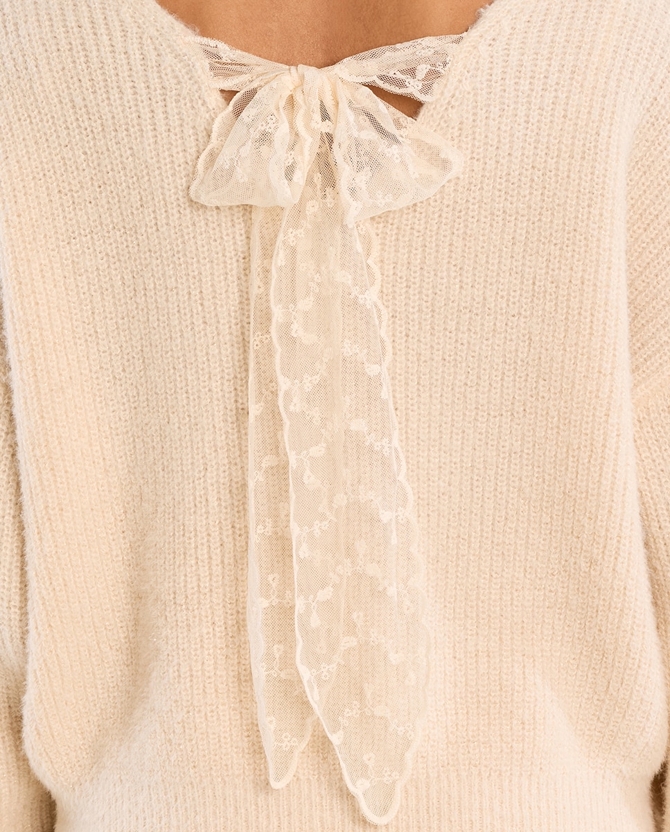 Jersey de mujer de manga larga detalle lazo - Molly Bracken - Crudo Crudo-5