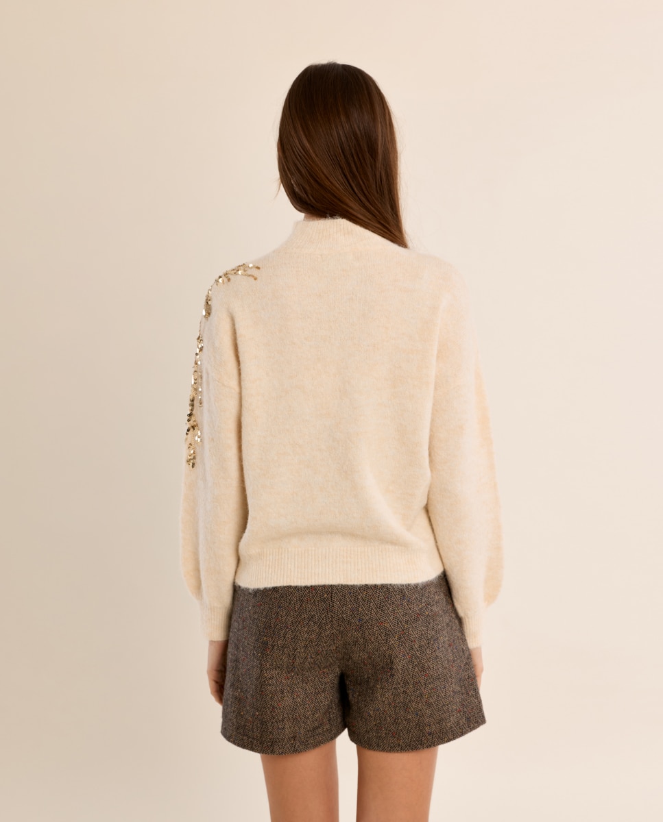 Imagen 4 de Jersey de mujer de manga larga detalle flores - Molly Bracken - Crema Crema