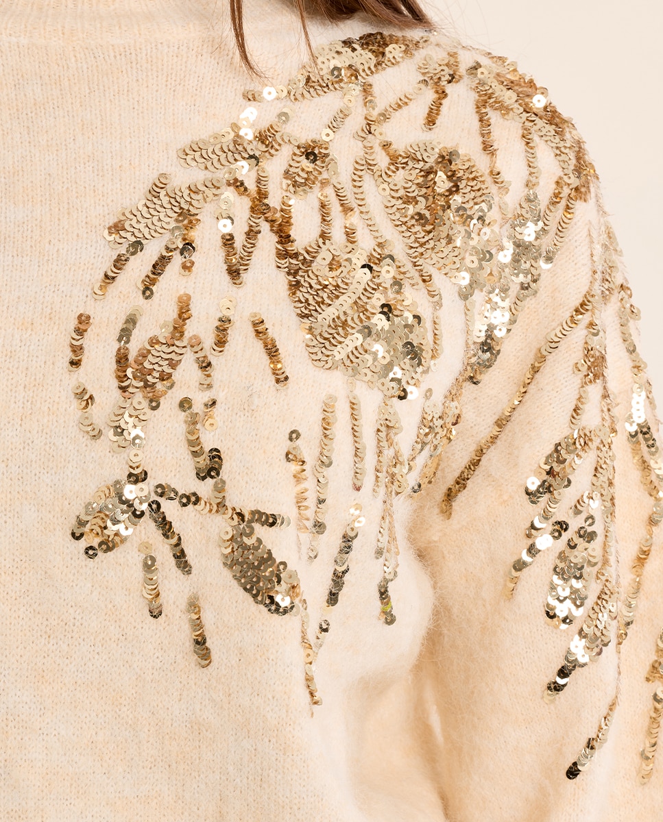 Imagen 5 de Jersey de mujer de manga larga detalle flores - Molly Bracken - Crema Crema