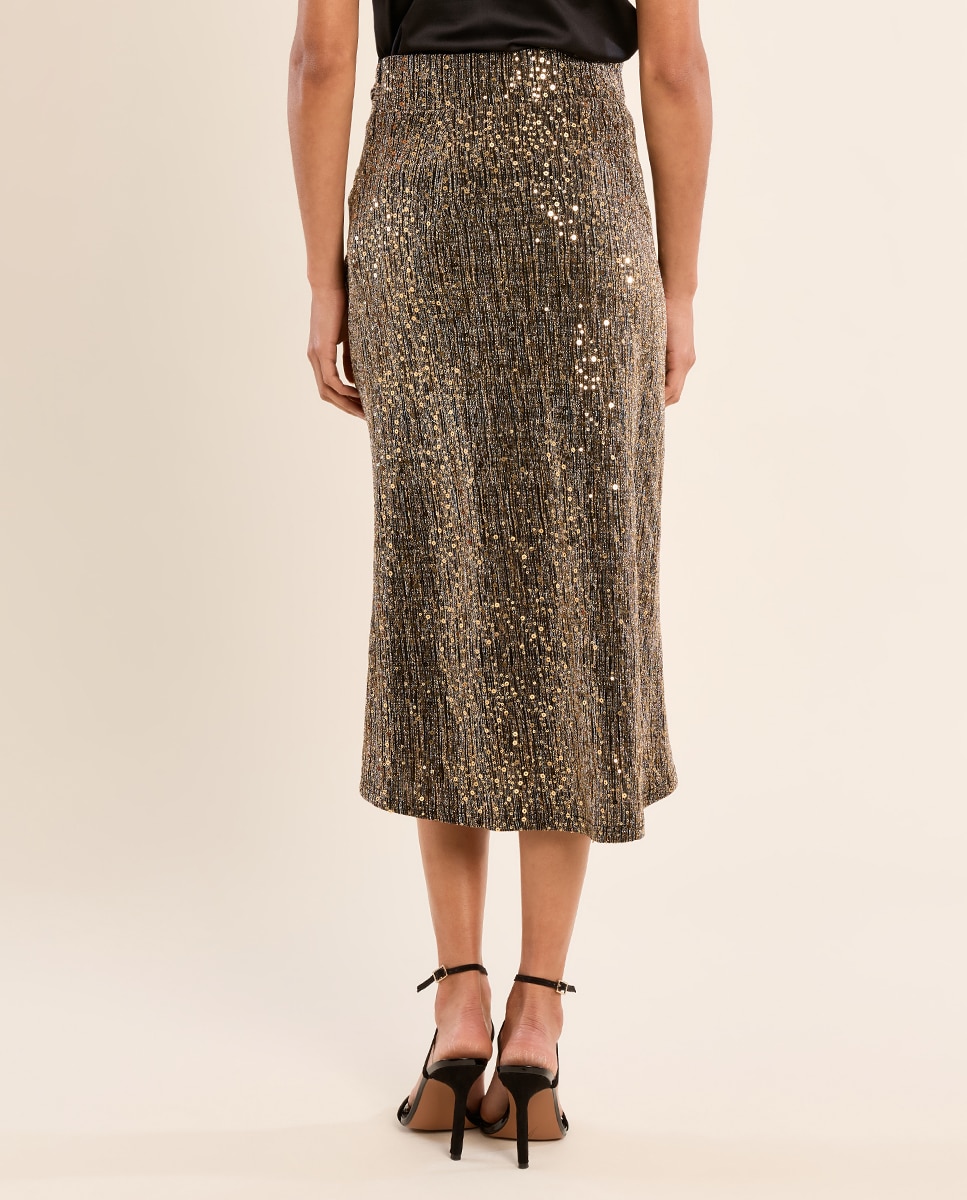 Falda midi detalle lentejuelas - Molly Bracken - Oro Oro-3