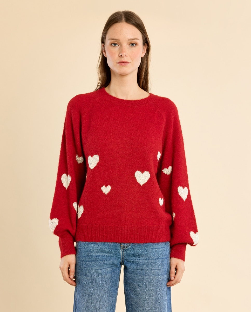 Imagen 2 de Jersey de mujer de manga larga detalle corazones - Molly Bracken - Rojo Rojo