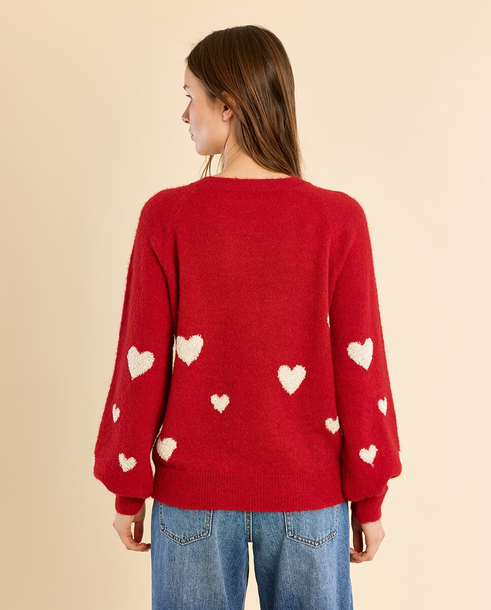 Imagen 4 de Jersey de mujer de manga larga detalle corazones - Molly Bracken - Rojo Rojo