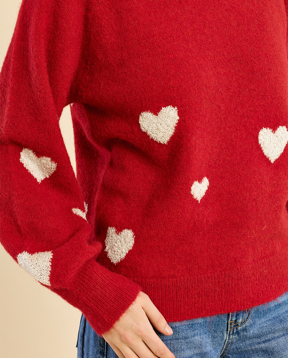 Imagen 5 de Jersey de mujer de manga larga detalle corazones - Molly Bracken - Rojo Rojo