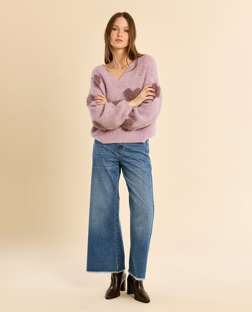 Jersey de mujer de manga larga con estampado - Molly Bracken - Morado Morado-1