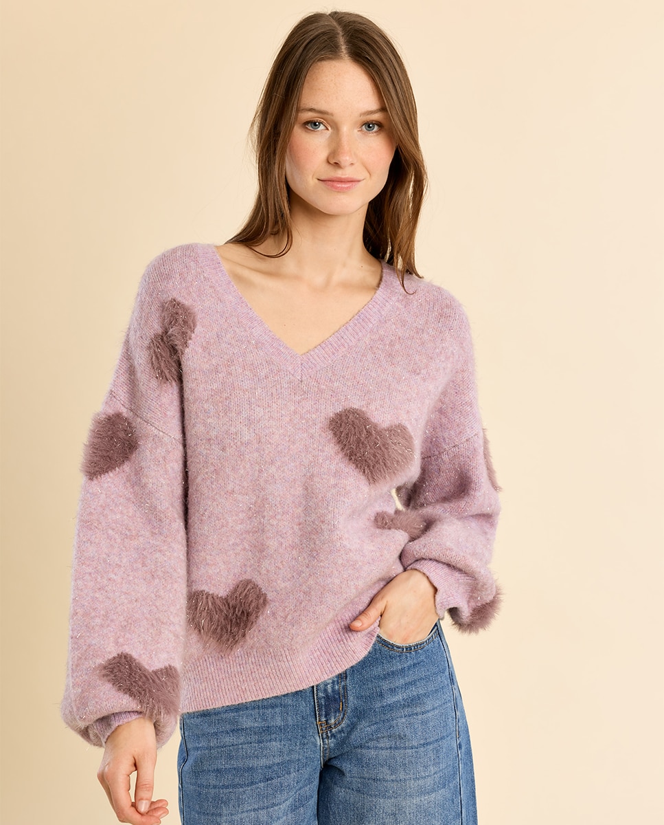 Jersey de mujer de manga larga con estampado - Molly Bracken - Morado Morado-3