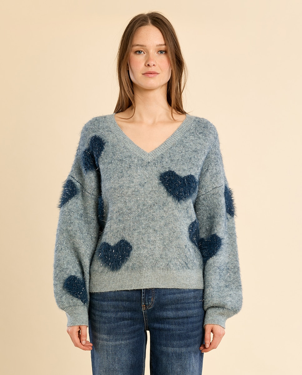 Jersey de mujer de manga larga con estampado - Molly Bracken - Gris Gris-2